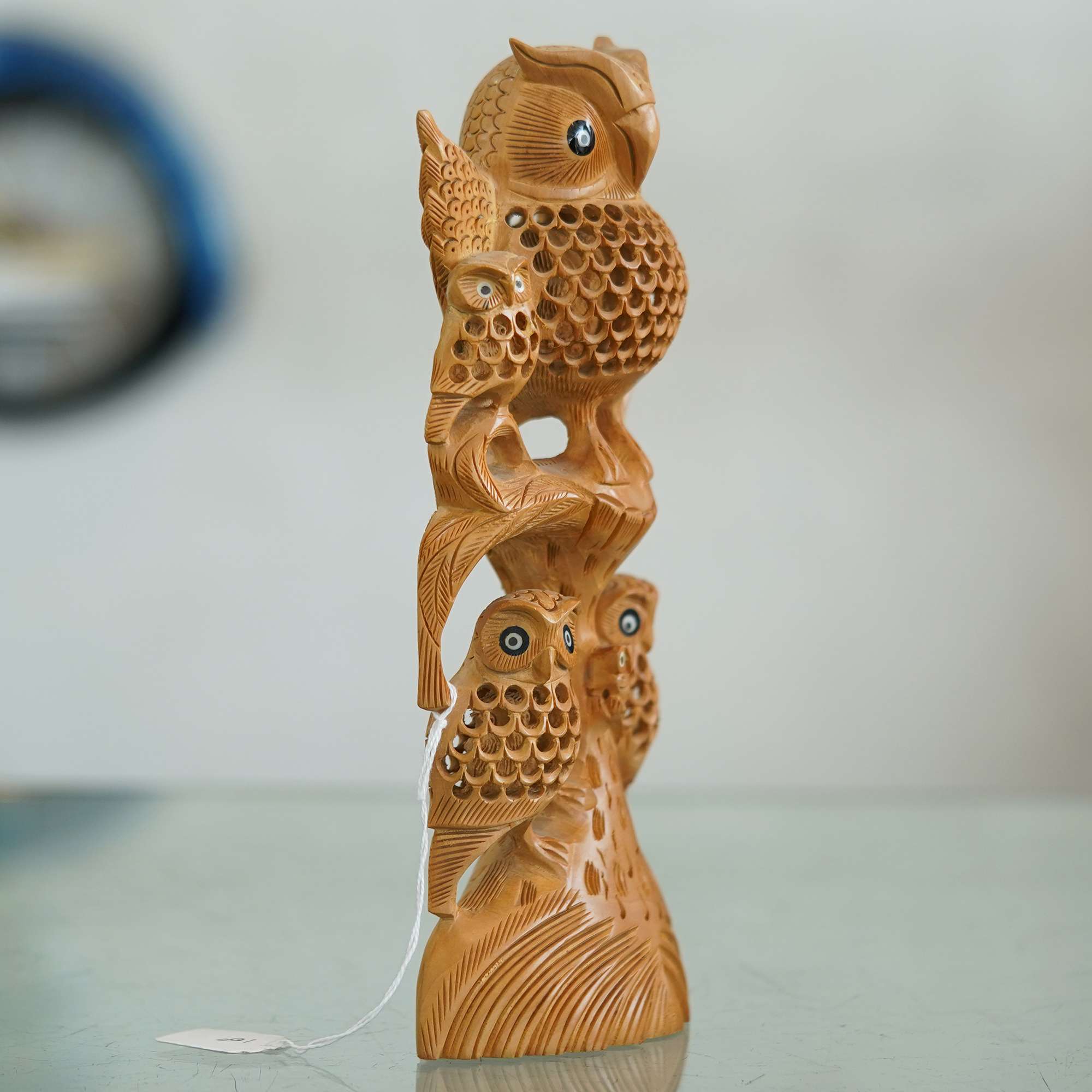 Handcrafted Wooden Owl Showpiece Symbol of Wisdom & Positive Energy - Image 3