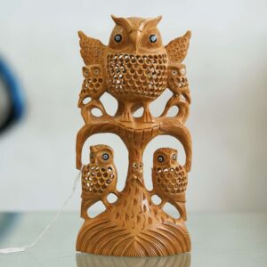 Handcrafted Wooden Owl Showpiece Symbol of Wisdom & Positive Energy