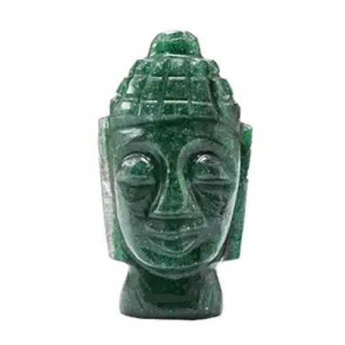 Labradorite Crystal Buddha Head - Healing Stone Statue for Car, Living Room, Good Luck and Feng Shui Reiki Gift